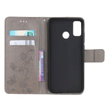 Motorola Moto G60 Case with Wallet - Flowers & Butterflies - Grey