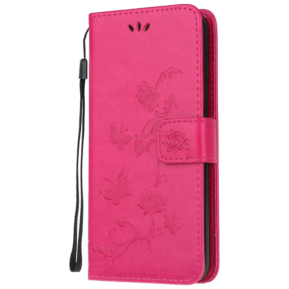 Motorola Moto G60 Case with Wallet - Flowers & Butterflies - Red