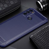 Motorola Moto G60 Carbon Fiber Flexible Plastic Case - Blue