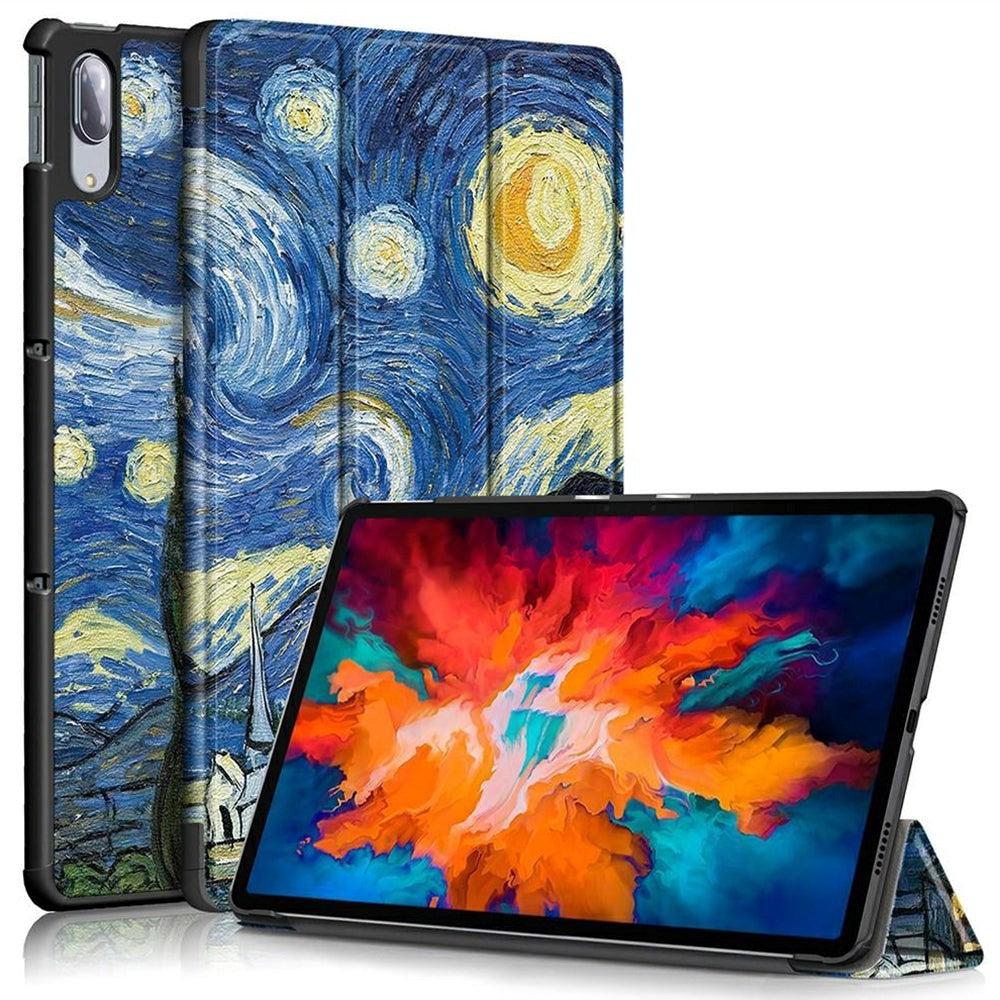 Lenovo Tab P11 Pro Tri-Fold Leather Case w. Pencil Holder - Starry Night