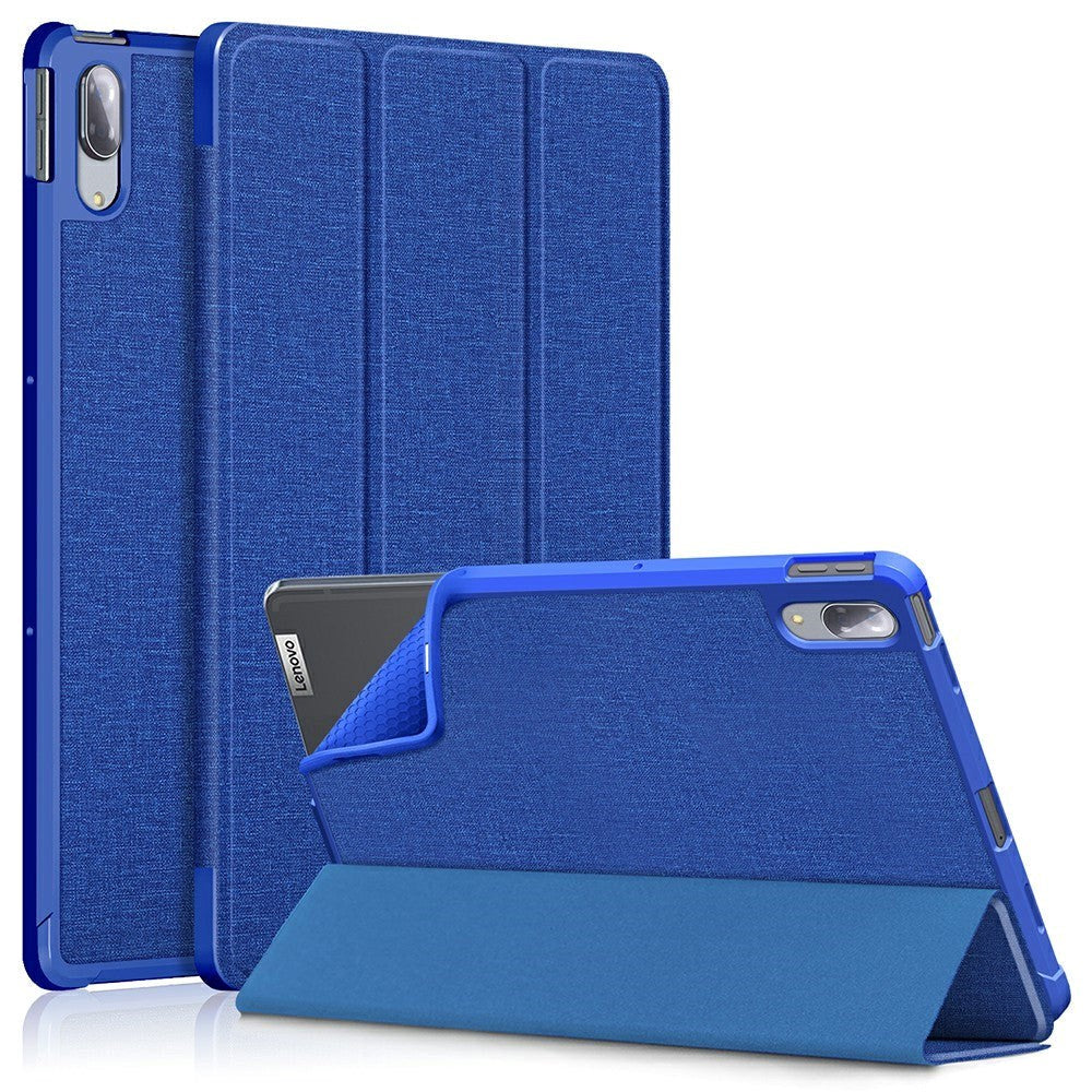 Lenovo Tab P11 Pro Fabric Tri-Fold Leather Case - Blue