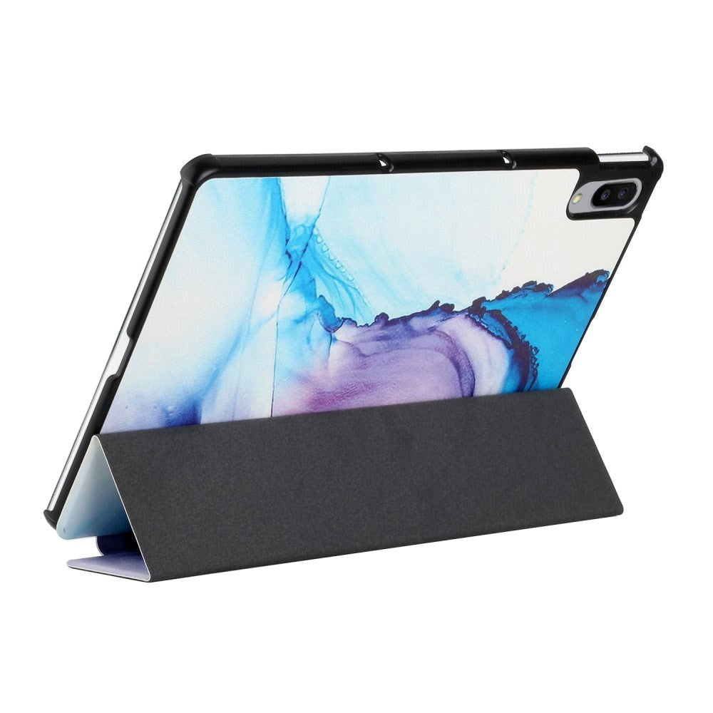 Lenovo Pad Pro / Tab P11 Pro Tri-Fold Leather Case - Purple / Blue Marble