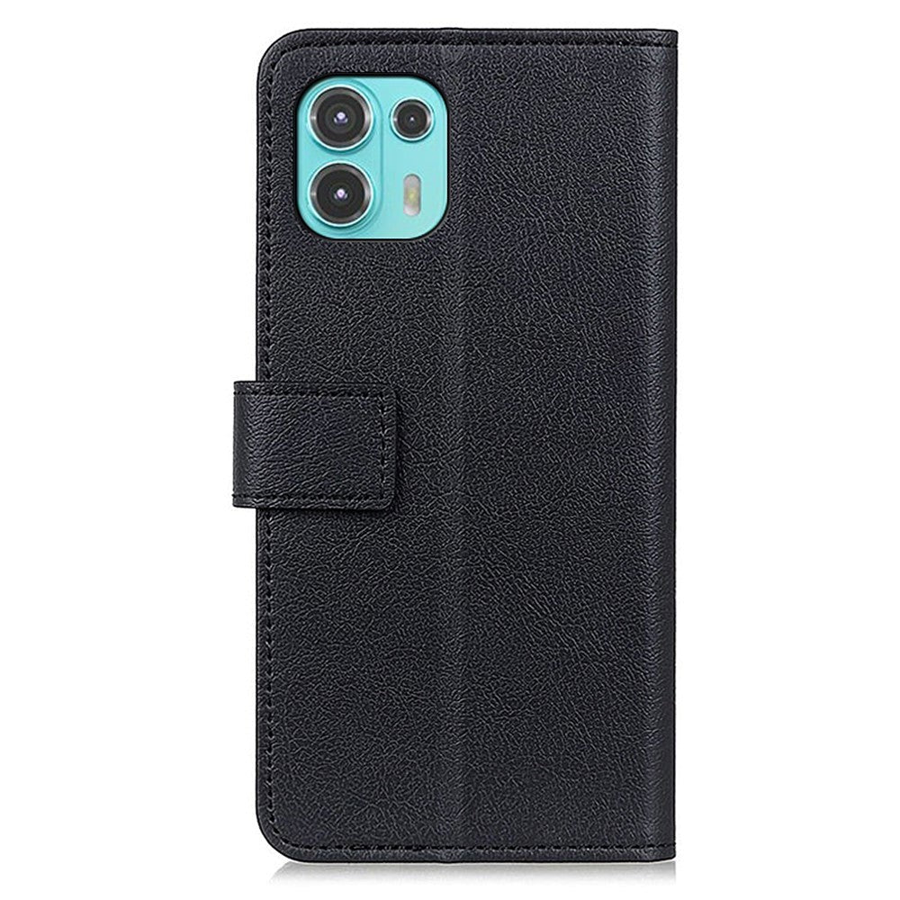 Motorola Edge 20 Lite Matte Leather Wallet Case & Magnetic Lock - Black