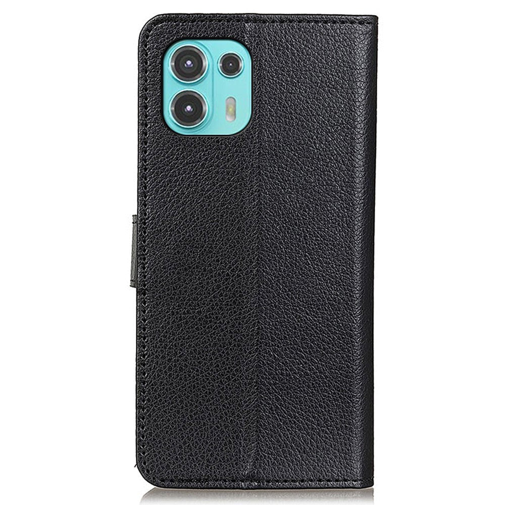 Motorola Edge 20 Lite Litchi Leather Texture Wallet Case - Black