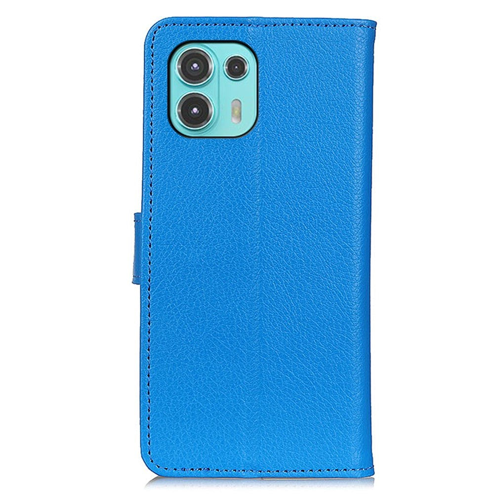 Motorola Edge 20 Lite Litchi Leather Texture Wallet Case - Blue