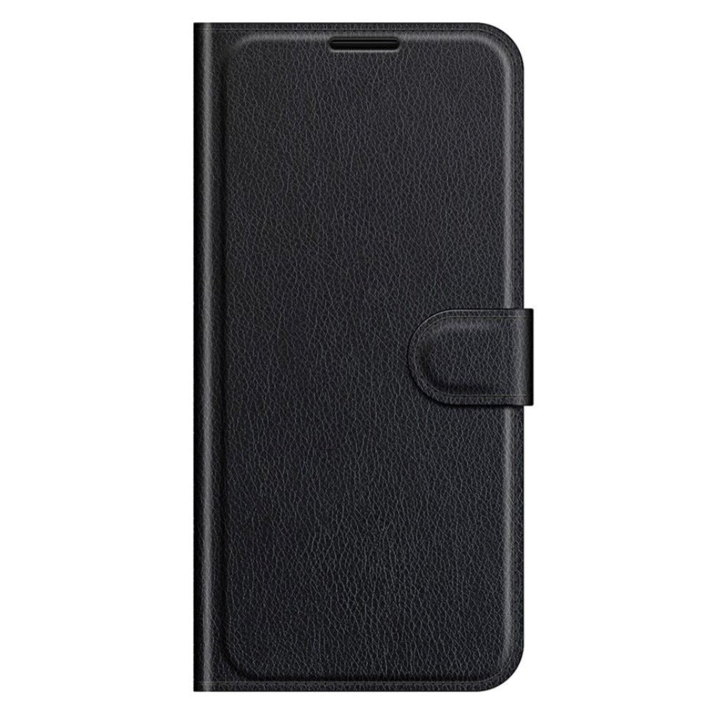 Motorola Edge 20 Litchi Leather Wallet Case - Black