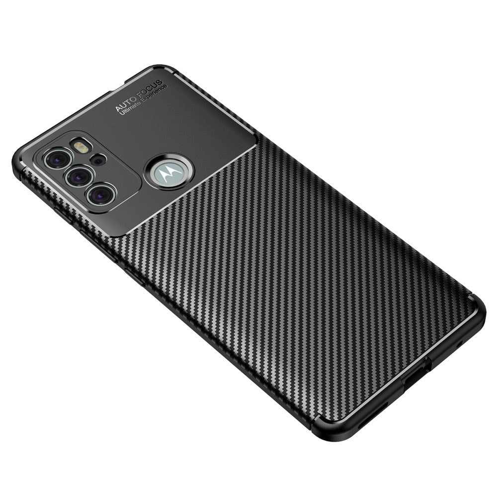 Motorola Moto G60s Brushed Carbon Fiber Flexible Plastic Case - Black