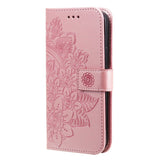 Motorola Moto G60s Leather Wallet Case Flowers - Rose Gold