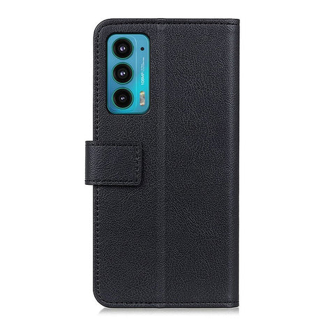 Motorola Edge 20 Matte Leather Wallet Case & Magnetic Lock - Black