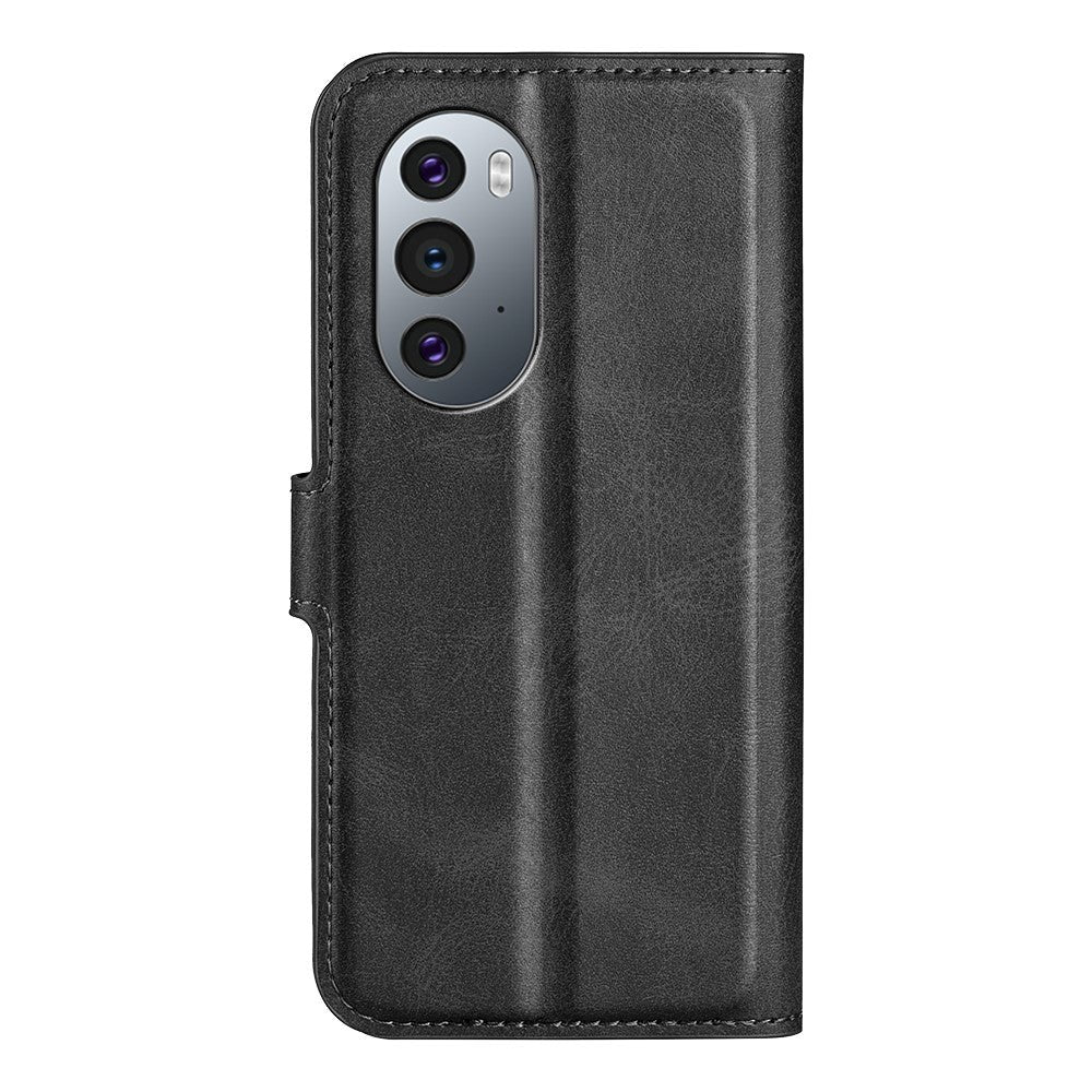 Motorola Edge 30 Pro Leather Cover w. Card Holder & Magnetic Closure - Black