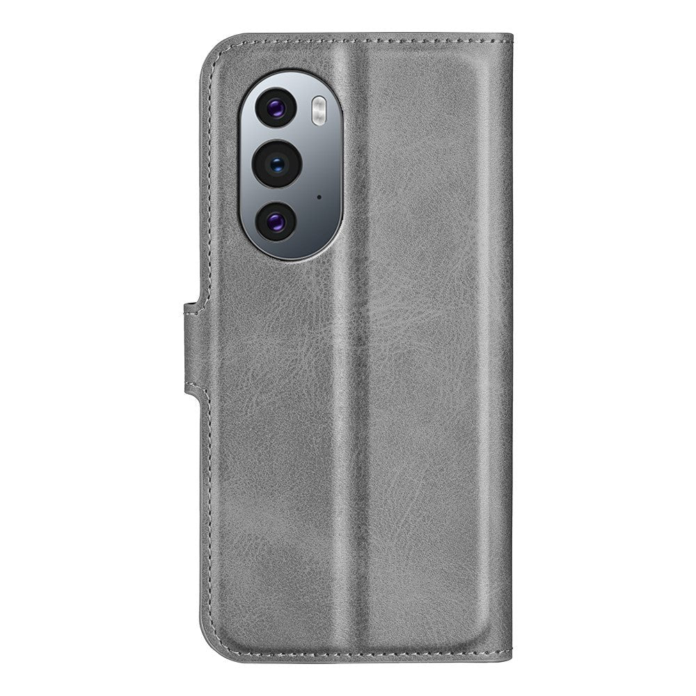 Motorola Edge 30 Pro Leather Cover w. Card Holder & Magnetic Closure - Grey