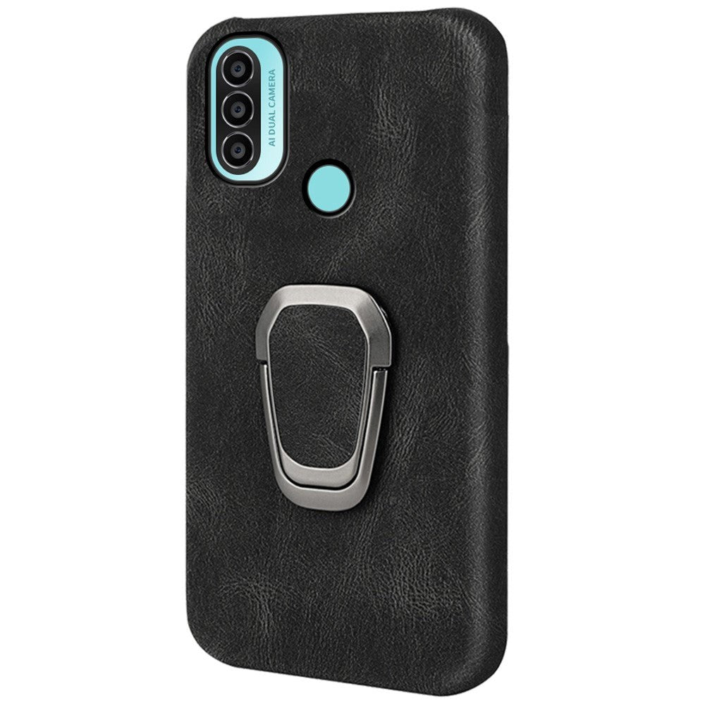 Motorola Moto E40 / E30 / E20 Leather Case w. Kickstand - Black