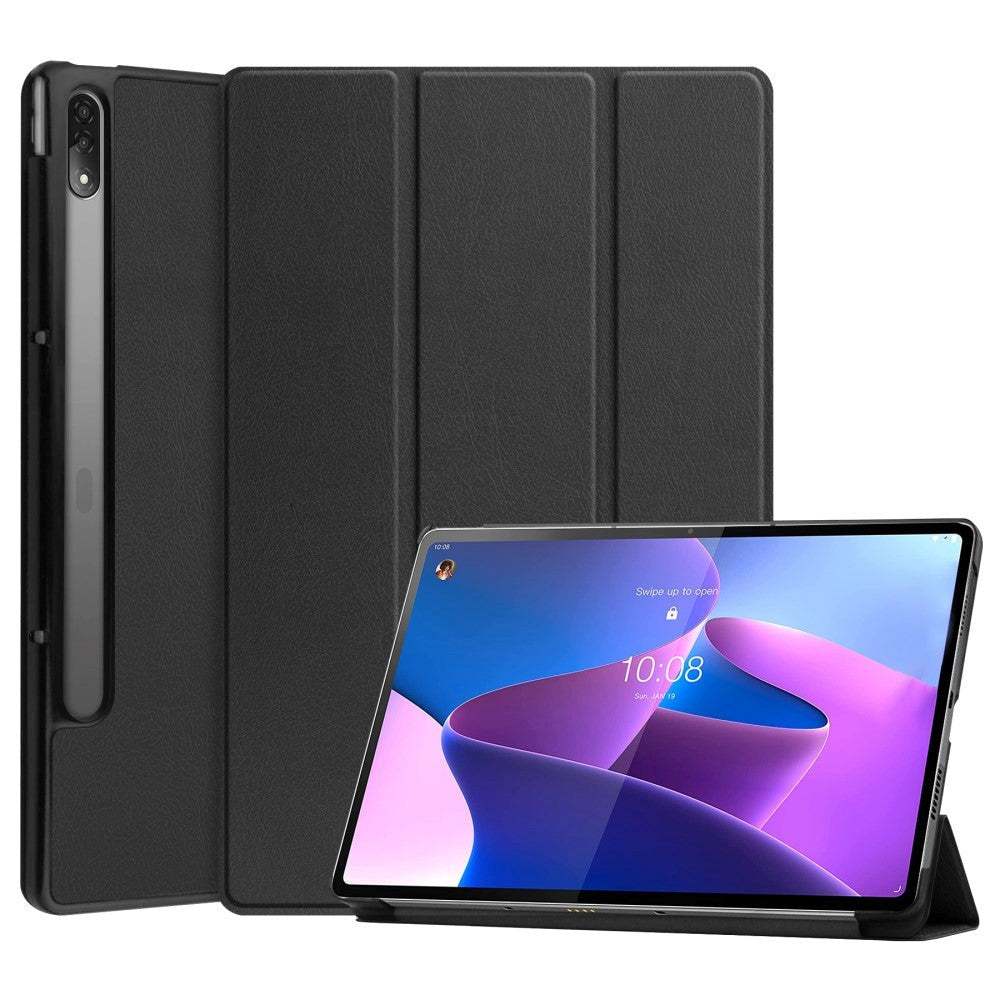 Lenovo Tab P12 Pro Tri-Fold Leather Case - Black