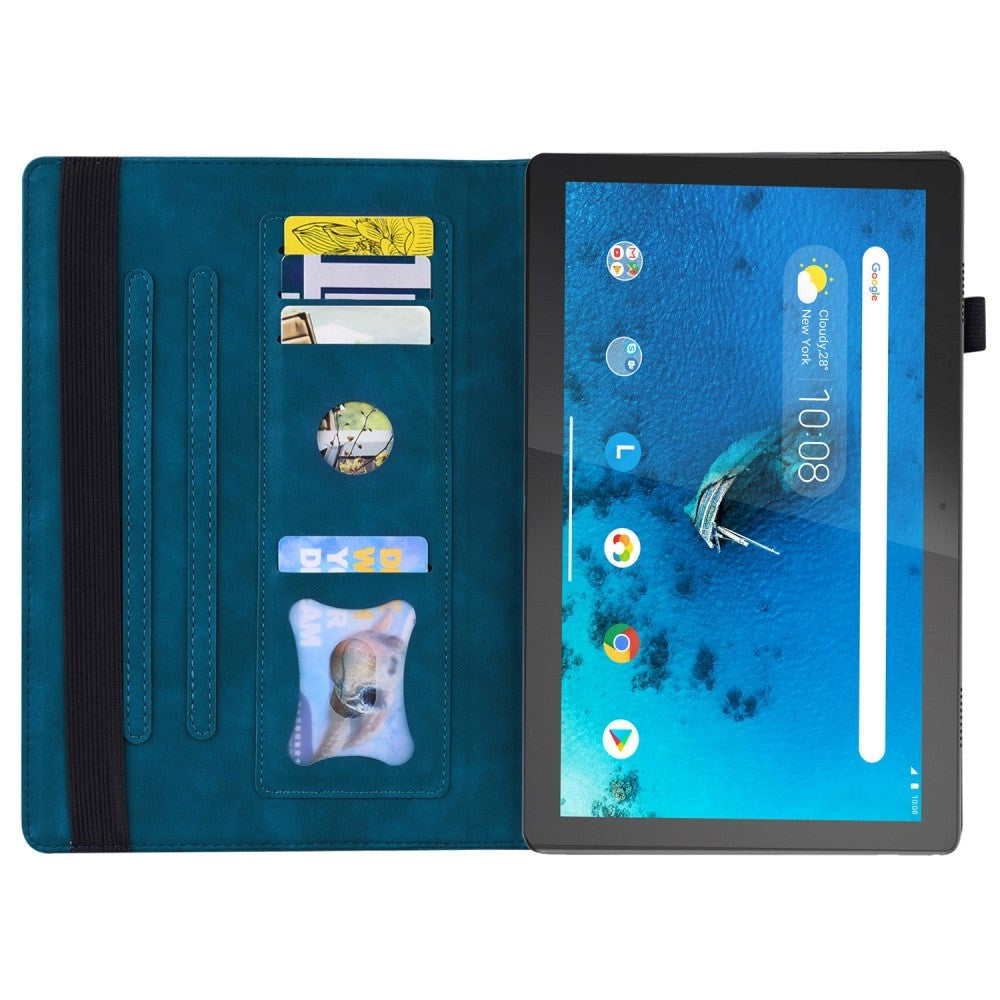 Lenovo Tab M10 FHD REL (TB-X605FC / LC) Leather Flip Case with Pen Holder & Card Holder - Blue