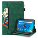 Lenovo Tab M10 FHD REL (TB-X605FC / LC) Leather Flip Case w. Pencil Holder & Card Holder - Green