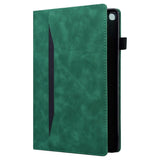 Lenovo Tab M10 FHD REL (TB-X605FC / LC) Leather Flip Case w. Pencil Holder & Card Holder - Green