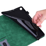 Lenovo Tab M10 FHD REL (TB-X605FC / LC) Leather Flip Case w. Pencil Holder & Card Holder - Green