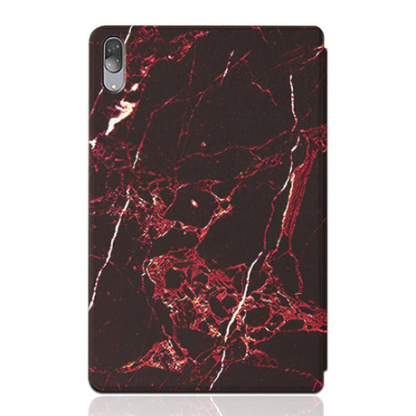 Lenovo Pad Pro Tri-Fold Flip Case - Marble - Black / Red