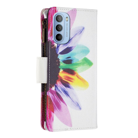 Motorola Moto G31 / G41 Artificial Leather Flip Case with Strap & XL Wallet - Colorful Flower