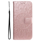 Motorola Edge 30 Pro Leather Case with Wallet and Strap - Mandala Print - Rose Gold