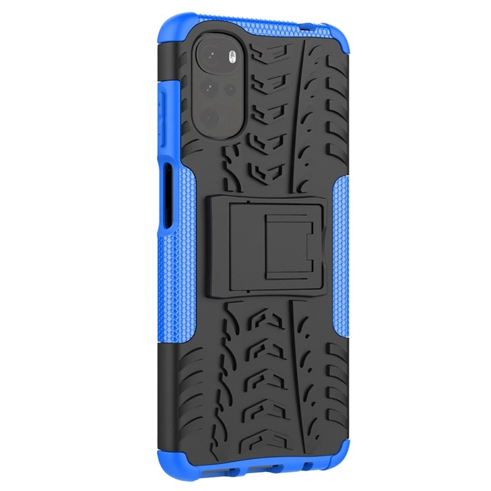 Motorola Moto G22 Cool Tyre Tough Case w. Stand - Black / Blue