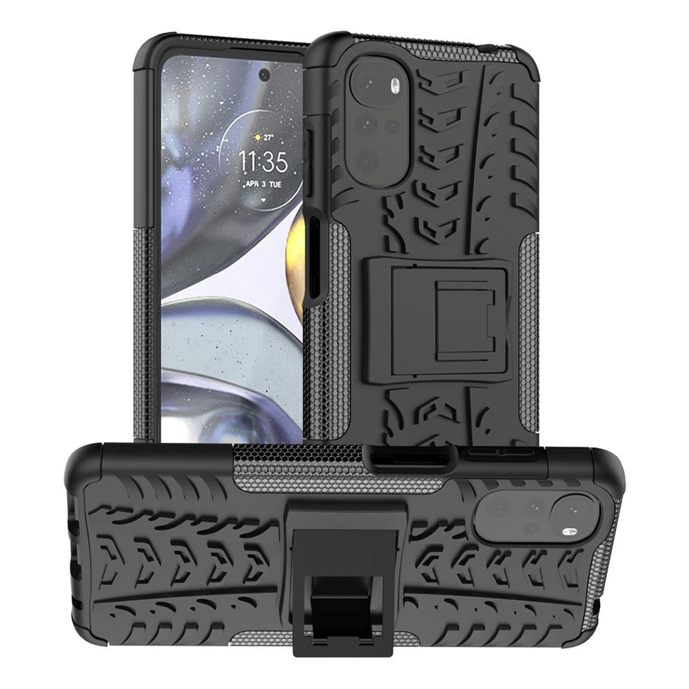 Motorola Moto G22 Cool Tyre Tough Case w. Stand - Black