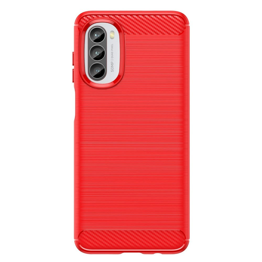 Motorola Moto G52 / G82 Carbon Fiber Flexible Plastic Case - Red