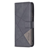 Motorola Edge 30 Pro Leather Flip Case w. Geometric Lines - Black