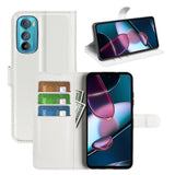 Motorola Edge 30 PU Litchi Leather Flip Case with Wallet & Stand Function - White