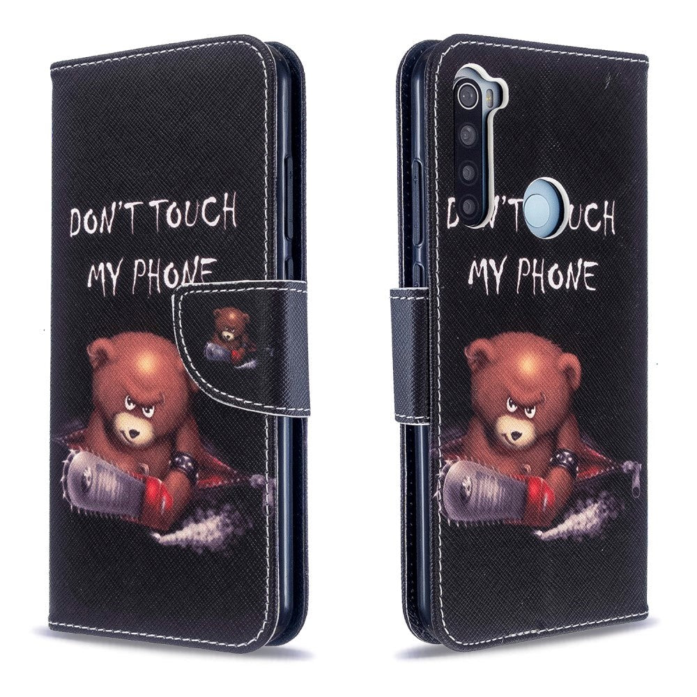 Xiaomi Redmi Note 8T Leather Wallet Case - Don't Touch My Phone Bear