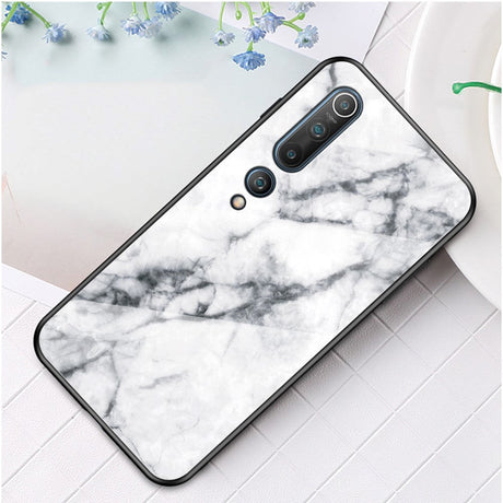 Xiaomi Mi 10 5G / Mi 10 Pro 5G Case w. Glass back - White Marble