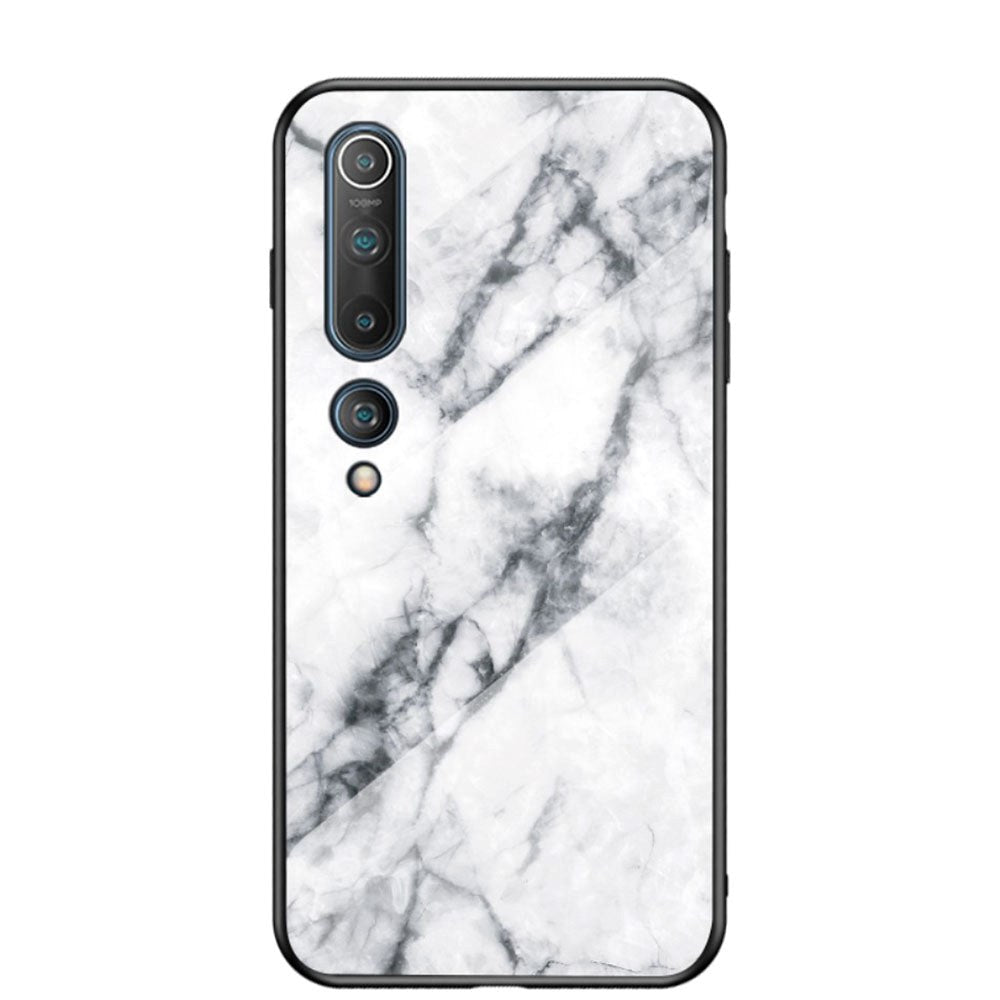 Xiaomi Mi 10 5G / Mi 10 Pro 5G Case w. Glass back - White Marble