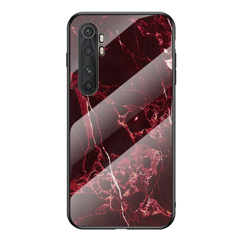 Xiaomi Mi Note 10 Lite Case w. Glass back - Red Marble