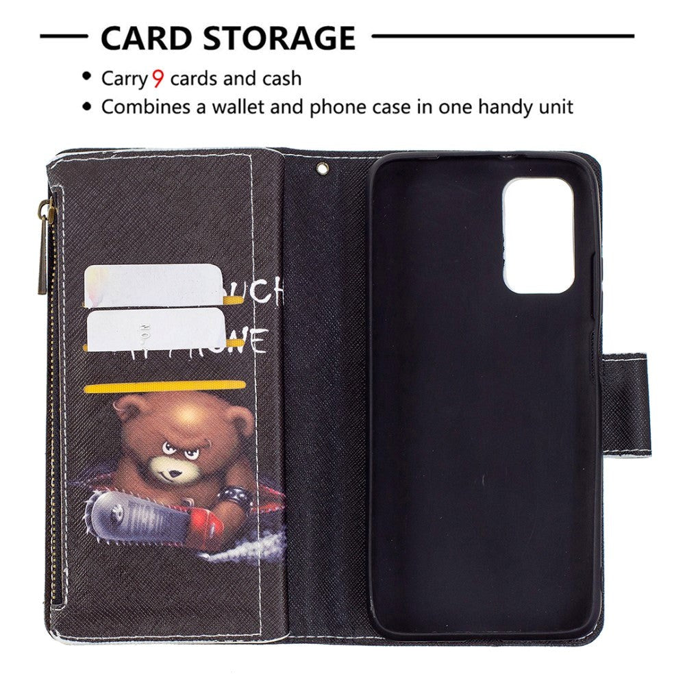 Xiaomi Poco M3 Leather Case w. Large Wallet - "Don't Touch My Phone"