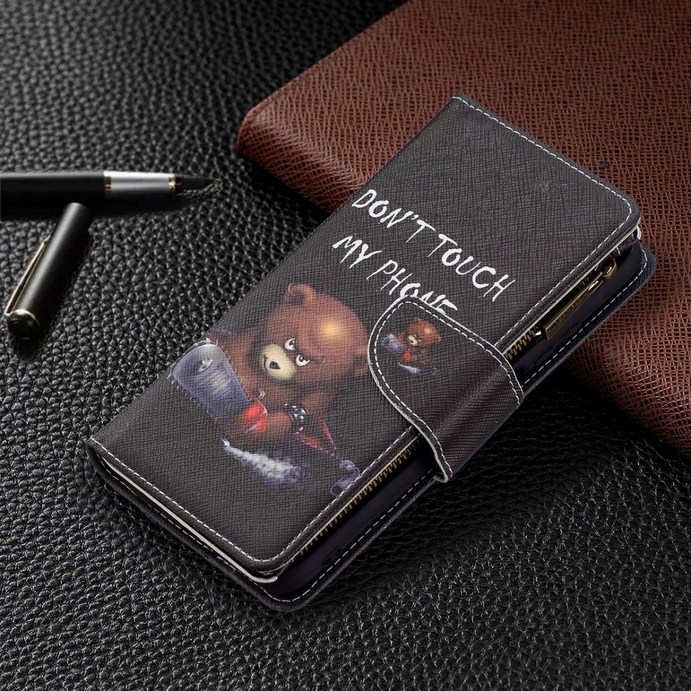 Xiaomi Poco M3 Leather Case w. Large Wallet - "Don't Touch My Phone"