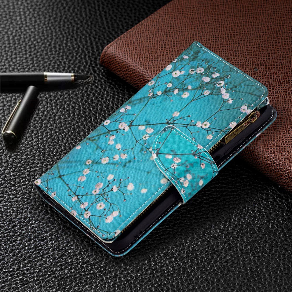 Xiaomi Poco M3 Leather Case w. Large Wallet - Wood with flowers