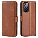 Xiaomi Redmi Note 11 Pro+ (Plus) Leather Case w. Card Holder & Magnetic Closure - Brown