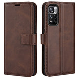 Xiaomi Redmi Note 11 Pro+ (Plus) Leather Case w. Card Holder & Magnetic Closure - Dark Brown