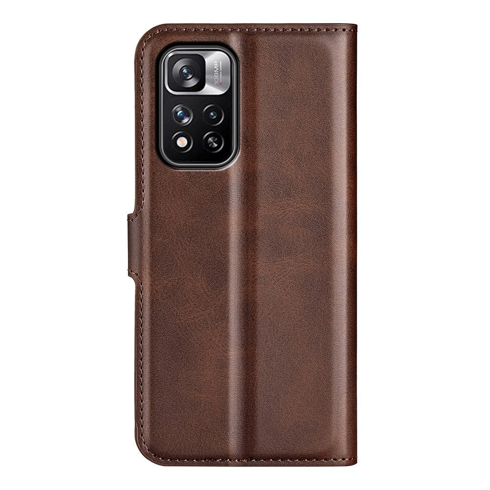 Xiaomi Redmi Note 11 Pro+ (Plus) Leather Case w. Card Holder & Magnetic Closure - Dark Brown