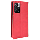 Xiaomi Redmi Note 11 Pro + (Plus) Vintage Look Leather Wallet Case - Red