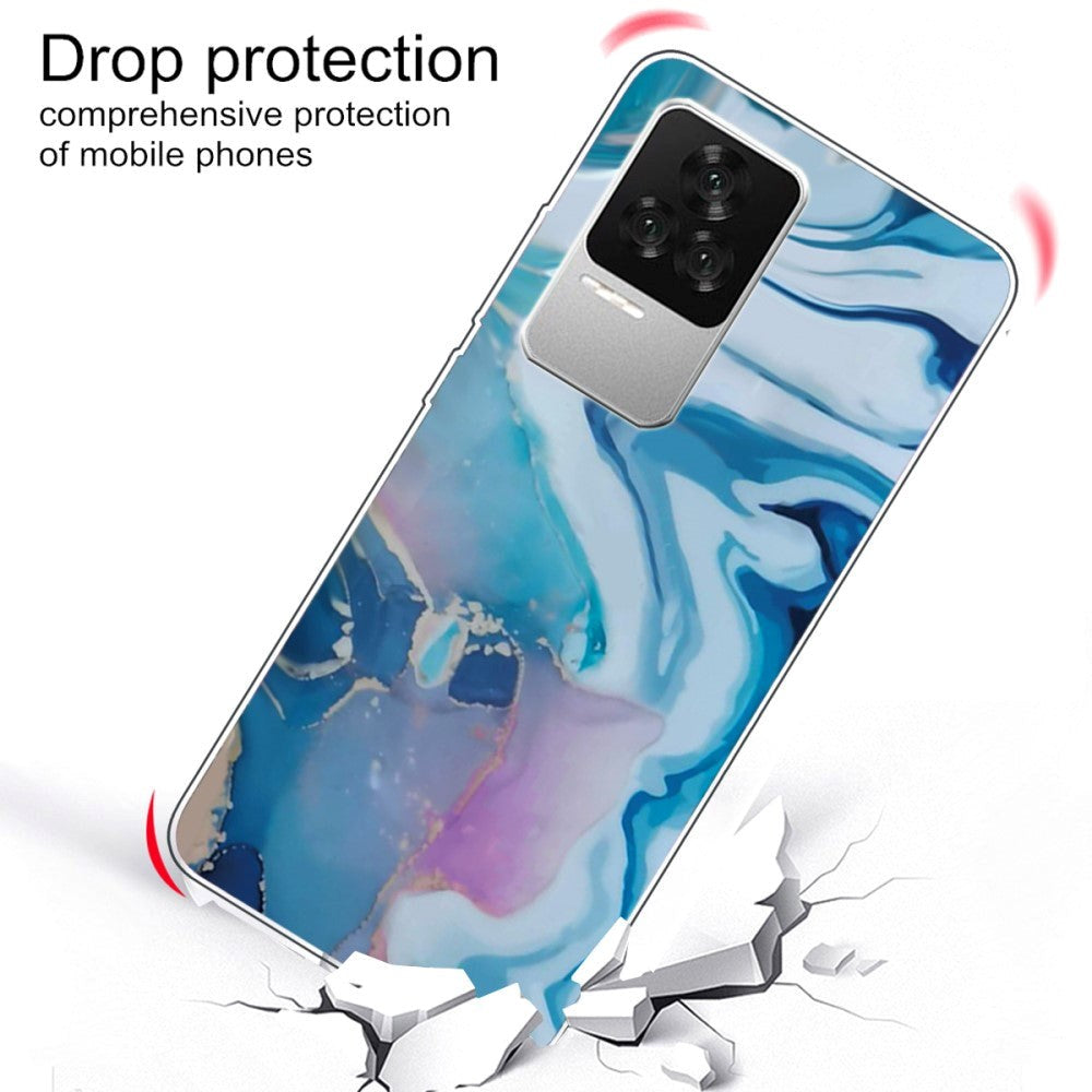 Xiaomi Poco F4 Flexible Plastic Case - Blue and Purple Marble