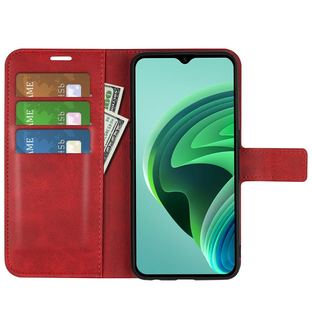 Xiaomi Redmi Note 10 5G Leather Case w. Card Holder & Magnetic Closure - Red