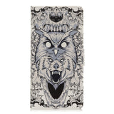 Alcatel 1S (2020) Leather Wallet Case Abstract Owl and Wolf