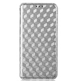 Alcatel 1S (2021) / 3L (2021) Leather Wallet Case - Rhombus - Silver