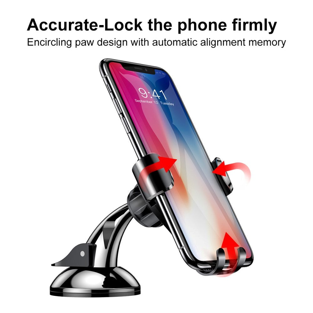 Baseus Suction Cup Gravity Car Mount - Phone Holder for Car - Max Mobile: 63 x 88mm - Black