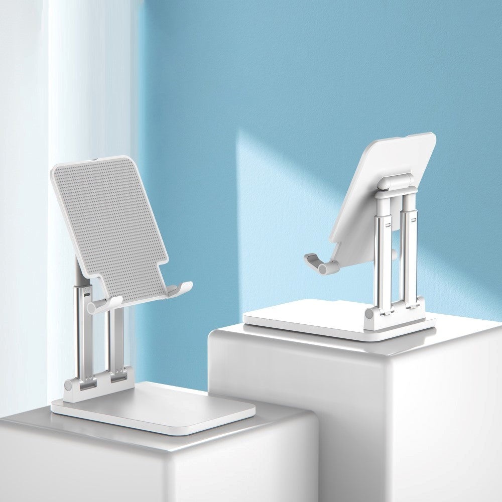 Universal Foldable Tablet Holder - Height Adjustment & Tilt - White