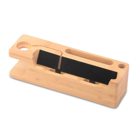 Smartphone and Apple Watch Charger Dock Holder in Wood - Light Wood