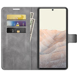 Google Pixel 6 Pro Leather Case w. Card Holder & Magnetic Closure - Grey