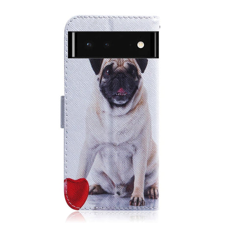 Google Pixel 6 Leather Wallet Case w. Print - Dog