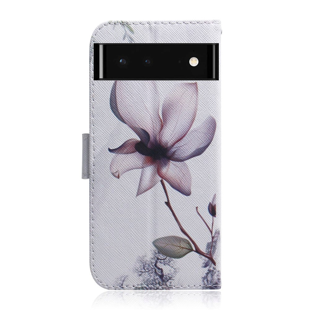 Google Pixel 6 Leather Wallet Case w. Print - Flower